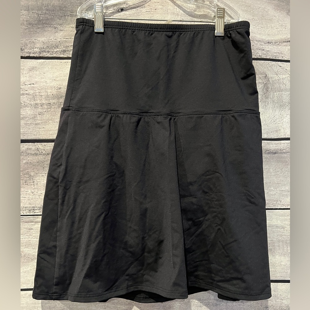 Lands' End Black A-Line Swim Skort Skirt High Waist Size 12 Swimwear
